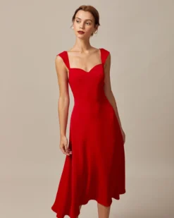 The Red Sweetheart Neck Cap Sleeve Midi Dress 9 The Red Sweetheart Neck Cap Sleeve Midi Dress -Deals Dress N Swimwear Store the red sweetheart neck midi dress dresses 9cob3o 268117