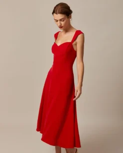 The Red Sweetheart Neck Cap Sleeve Midi Dress 8 The Red Sweetheart Neck Cap Sleeve Midi Dress -Deals Dress N Swimwear Store the red sweetheart neck midi dress dresses hidmhd 266014