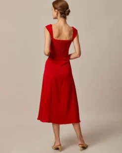 The Red Sweetheart Neck Cap Sleeve Midi Dress 11 The Red Sweetheart Neck Cap Sleeve Midi Dress -Deals Dress N Swimwear Store the red sweetheart neck midi dress dresses wng34b 141450