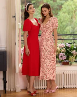 The Red Sweetheart Neck Slit Midi Dress -Deals Dress N Swimwear Store the red sweetheart neck slit midi dress dresses fp8jzo