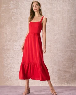 The Red Sweetheart Neck Layered Slip Maxi Dress -Deals Dress N Swimwear Store the red sweetheart neck solid maxi dress dresses xxwjhi