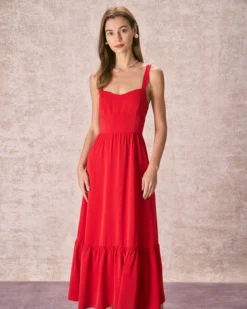 The Red Sweetheart Neck Layered Slip Maxi Dress -Deals Dress N Swimwear Store the red sweetheart neck solid maxi dress red dresses k5wczb