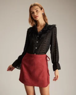 The Red High Waisted Tie Side Wrap Mini Skirt -Deals Dress N Swimwear Store the red tie side wrap mini skirt red bottoms hwebfv