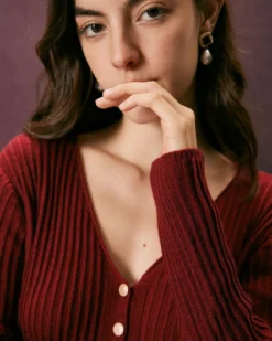 The Red V Neck Ribbed Long Sleeve Cardigan 10 The Red V Neck Ribbed Long Sleeve Cardigan -Deals Dress N Swimwear Store the red v neck long sleeve cardigan tops s8vwxf 458132