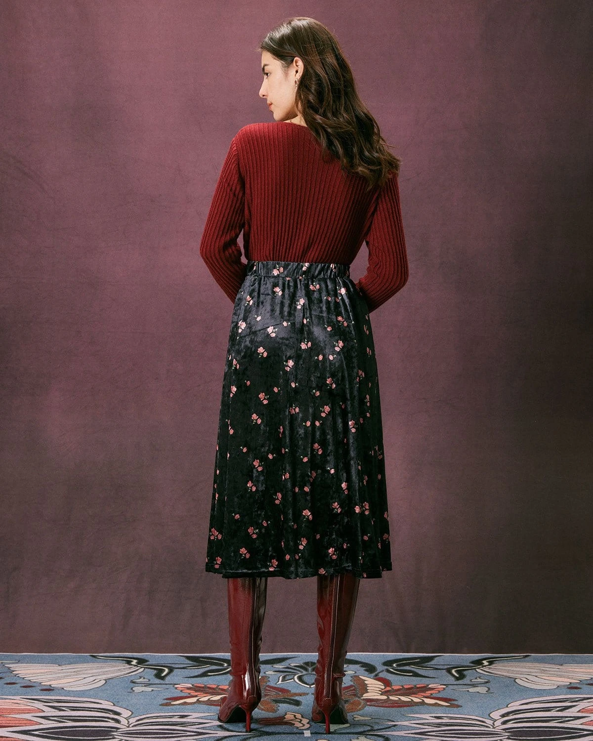 The Red V Neck Ribbed Long Sleeve Cardigan 6 The Red V Neck Ribbed Long Sleeve Cardigan - Image 6