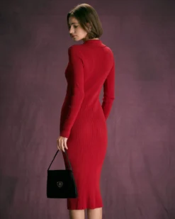 The Red V Neck Button Up Wrap Midi Dress -Deals Dress N Swimwear Store the red v neck wrap button midi dress dresses q2izzw