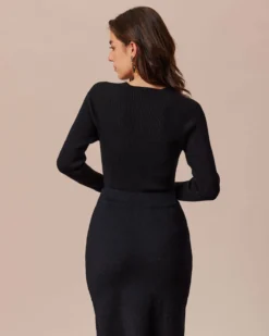 The Black Round Neck Button Ribbed Knit Top -Deals Dress N Swimwear Store the round neck button knit top tops sbzmrq 716178