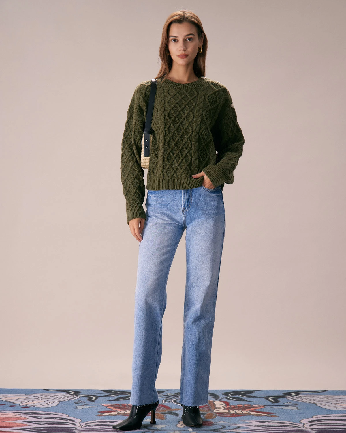 The Green Round Neck Button Shoulder Sweater 4 The Green Round Neck Button Shoulder Sweater - Image 4
