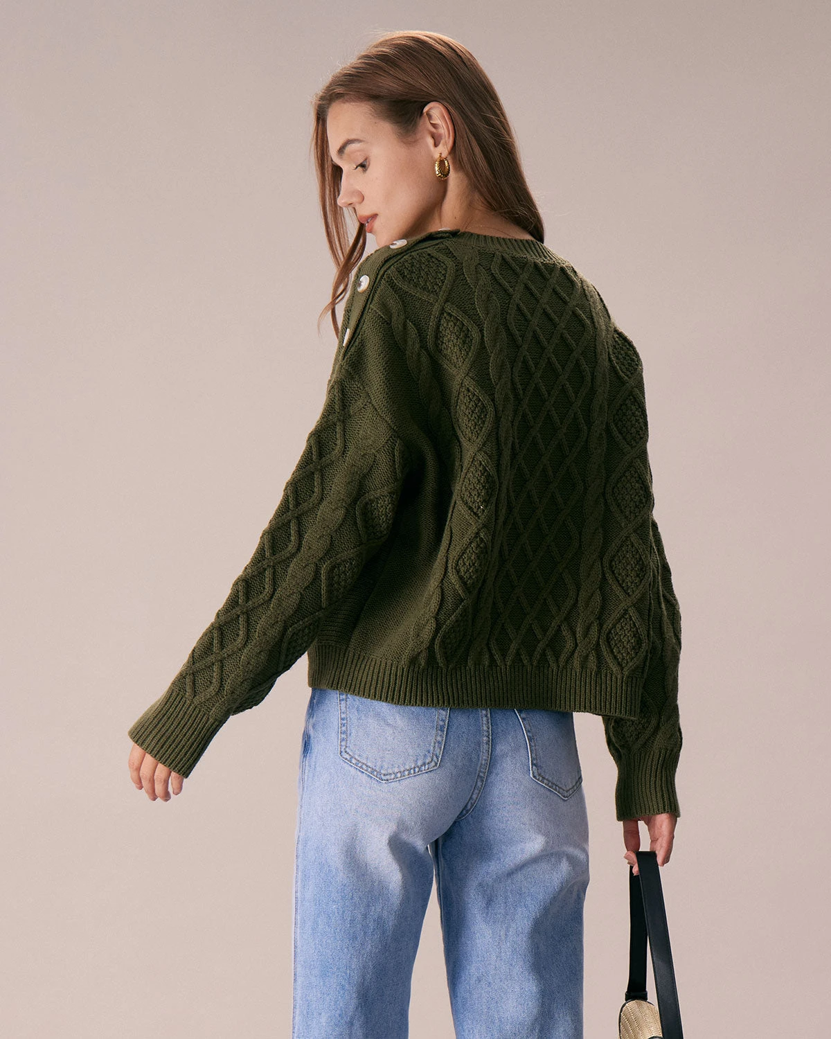 The Green Round Neck Button Shoulder Sweater 5 The Green Round Neck Button Shoulder Sweater - Image 5