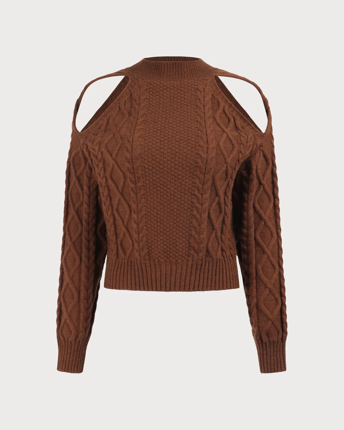 The Coffee Cutout Shoulder Woolen Knit Top 1 The Coffee Cutout Shoulder Woolen Knit Top