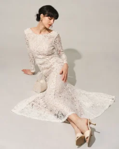 The White Lace Long Sleeve Backless Maxi Dress -Deals Dress N Swimwear Store the round neck lace mermaid maxi dress dresses hypbyi 202285