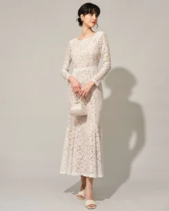 The White Lace Long Sleeve Backless Maxi Dress -Deals Dress N Swimwear Store the round neck lace mermaid maxi dress dresses zqtvjx 377794