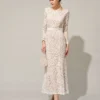 The White Lace Long Sleeve Backless Maxi Dress