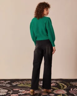 The Green Ribbed Lantern Sleeve Cardigan -Deals Dress N Swimwear Store the round neck lantern sleeve cardigan tops n6nm7o 531821