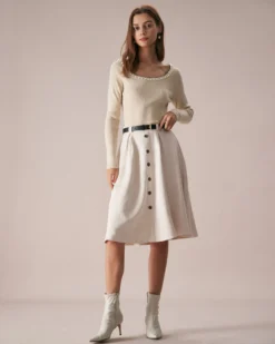 The Apricot Round Neck Pearl Trim Knit Top 10 The Apricot Round Neck Pearl Trim Knit Top -Deals Dress N Swimwear Store the round neck pearl trim knit top tops bysrhg