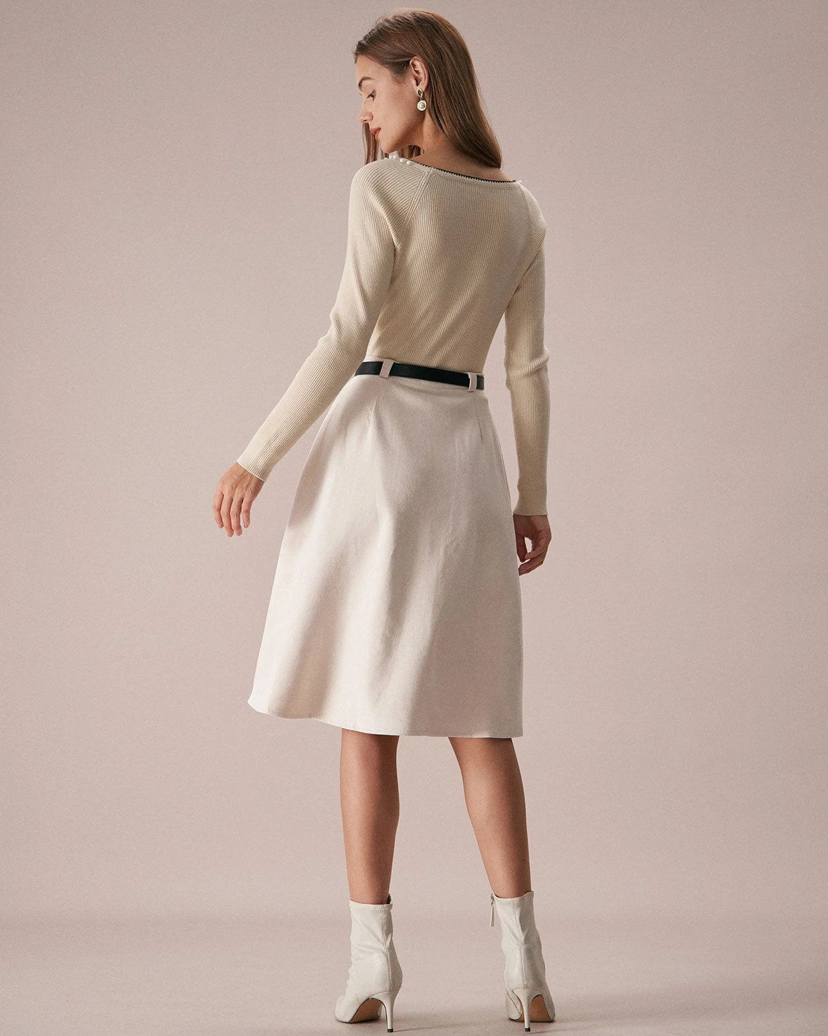 The Apricot Round Neck Pearl Trim Knit Top 6 The Apricot Round Neck Pearl Trim Knit Top - Image 6