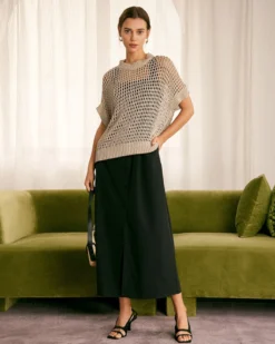 The Khaki Round Neck Pointelle Knit Vest 7 The Khaki Round Neck Pointelle Knit Vest -Deals Dress N Swimwear Store the round neck pointelle knitted vest tops 2hx6pd