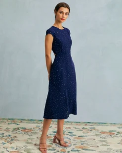 The Navy Round Neck Polka Dot Cutout Midi Dress 11 The Navy Round Neck Polka Dot Cutout Midi Dress -Deals Dress N Swimwear Store the round neck polka dot dress dresses in9tne 368176
