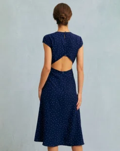 The Navy Round Neck Polka Dot Cutout Midi Dress 12 The Navy Round Neck Polka Dot Cutout Midi Dress -Deals Dress N Swimwear Store the round neck polka dot dress dresses nw9up9 509458
