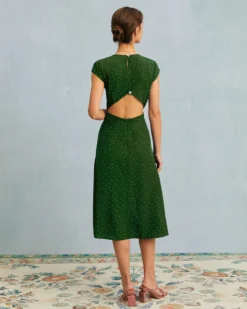 The Green Round Neck Polka Dot Cutout Midi Dress -Deals Dress N Swimwear Store the round neck polka dot dress dresses p2qyck a20c93c1 1852 40b3 a590 960c6725b029