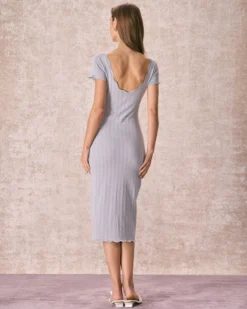 The Grey Round Neck Scalloped Midi Dress 9 The Grey Round Neck Scalloped Midi Dress -Deals Dress N Swimwear Store the round neck scalloped sweater dress dresses aqodua