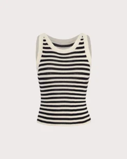 The Black Round Neck Striped Tank Top -Deals Dress N Swimwear Store the round neck striped tank top black tops p5g0bf
