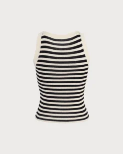 The Black Round Neck Striped Tank Top -Deals Dress N Swimwear Store the round neck striped tank top tops ftaxk1