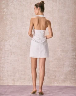 The White Halter Ruched Pleated Mini Dress 9 The White Halter Ruched Pleated Mini Dress -Deals Dress N Swimwear Store the ruched halter mini dress dresses 2sutsq