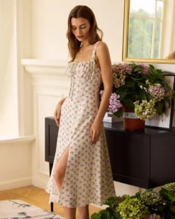 The Beige Ruched Split Hem Floral Midi Dress 8 The Beige Ruched Split Hem Floral Midi Dress -Deals Dress N Swimwear Store the ruched split hem floral midi dress dresses ipgyse