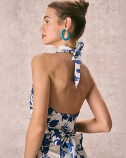 The Blue Halter Cut Out Ruffle Maxi Dress -Deals Dress N Swimwear Store the ruffle halter maxi dress dresses bxmcbg