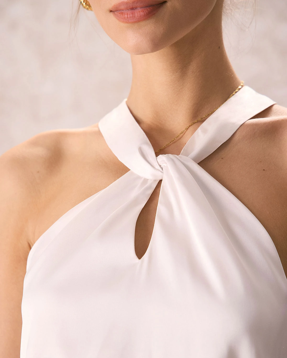 The Beige Halter Cut Out Satin Cami Top 4 The Beige Halter Cut Out Satin Cami Top - Image 4