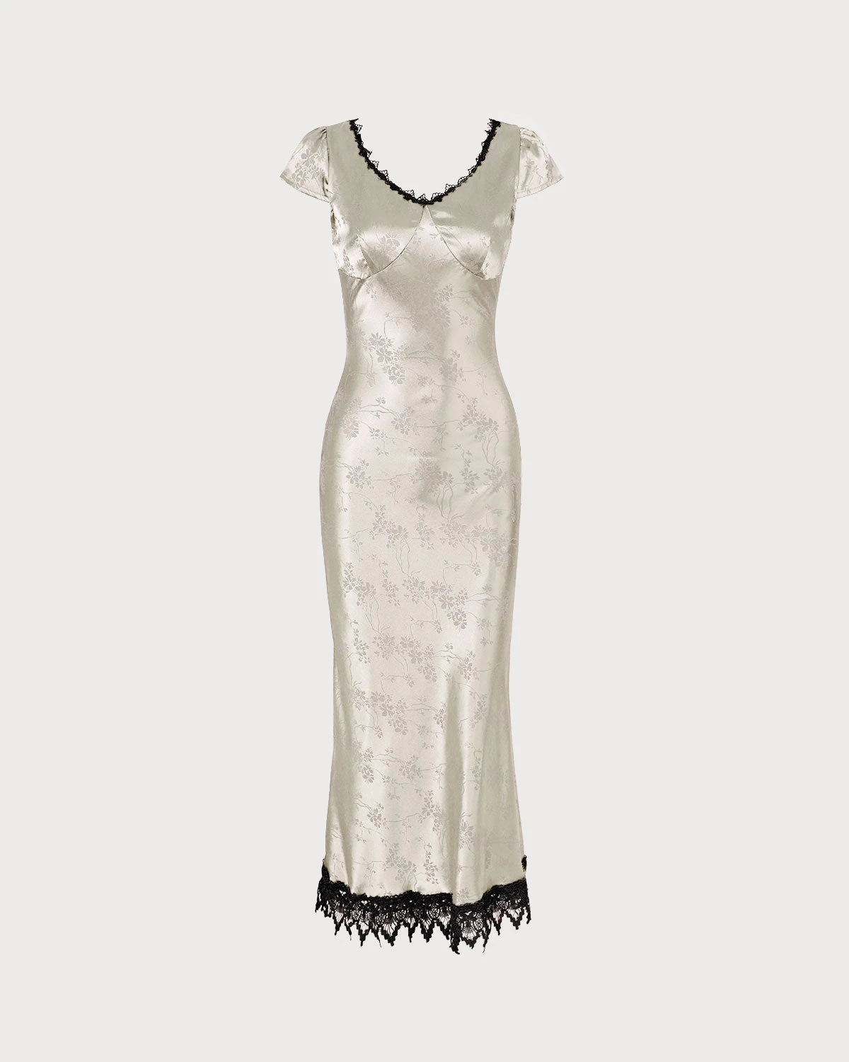 The White Jacquard Lace Satin Maxi Dress 6 The White Jacquard Lace Satin Maxi Dress - Image 6