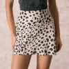 The Apricot Leopard Print Satin Mini Skirt
