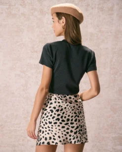 The Apricot Leopard Print Satin Mini Skirt -Deals Dress N Swimwear Store the satin leopard mini skirt bottoms orecfz