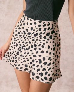 The Apricot Leopard Print Satin Mini Skirt -Deals Dress N Swimwear Store the satin leopard mini skirt bottoms sdymj0