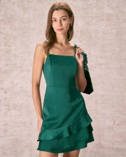The Green Satin Ruffle Hem Slip Mini Dress 9 The Green Satin Ruffle Hem Slip Mini Dress -Deals Dress N Swimwear Store the satin ruffle hem mini dress dresses 7fv5yj