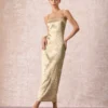 The Apricot Sleeveless Split Satin Maxi Dress