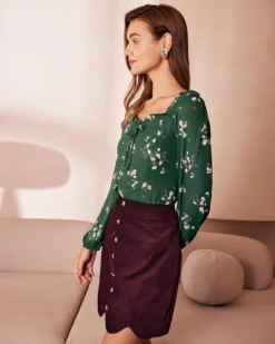 The Wine Red Scalloped Corduroy Mini Skirt -Deals Dress N Swimwear Store the scallop hem corduroy skirt bottoms 8kznoe 277463