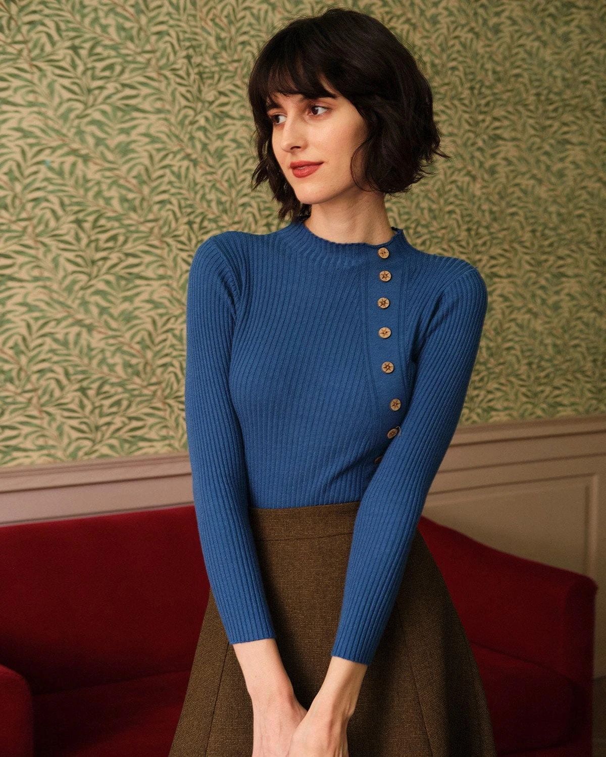 The Solid Mock Neck Ribbed Knit Top 1 The Solid Mock Neck Ribbed Knit Top