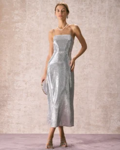 The Silver Sequin Sleeveless Strap Maxi Dress -Deals Dress N Swimwear Store the silver sequin maxi dress dresses c7gsnx
