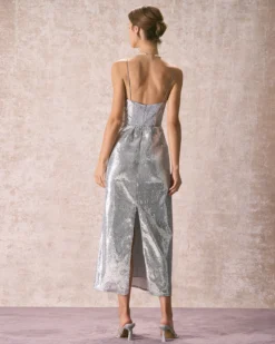 The Silver Sequin Sleeveless Strap Maxi Dress -Deals Dress N Swimwear Store the silver sequin maxi dress dresses sr4nnx