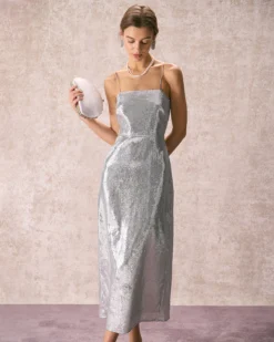 The Silver Sequin Sleeveless Strap Maxi Dress -Deals Dress N Swimwear Store the silver sequin maxi dress dresses y4qxen