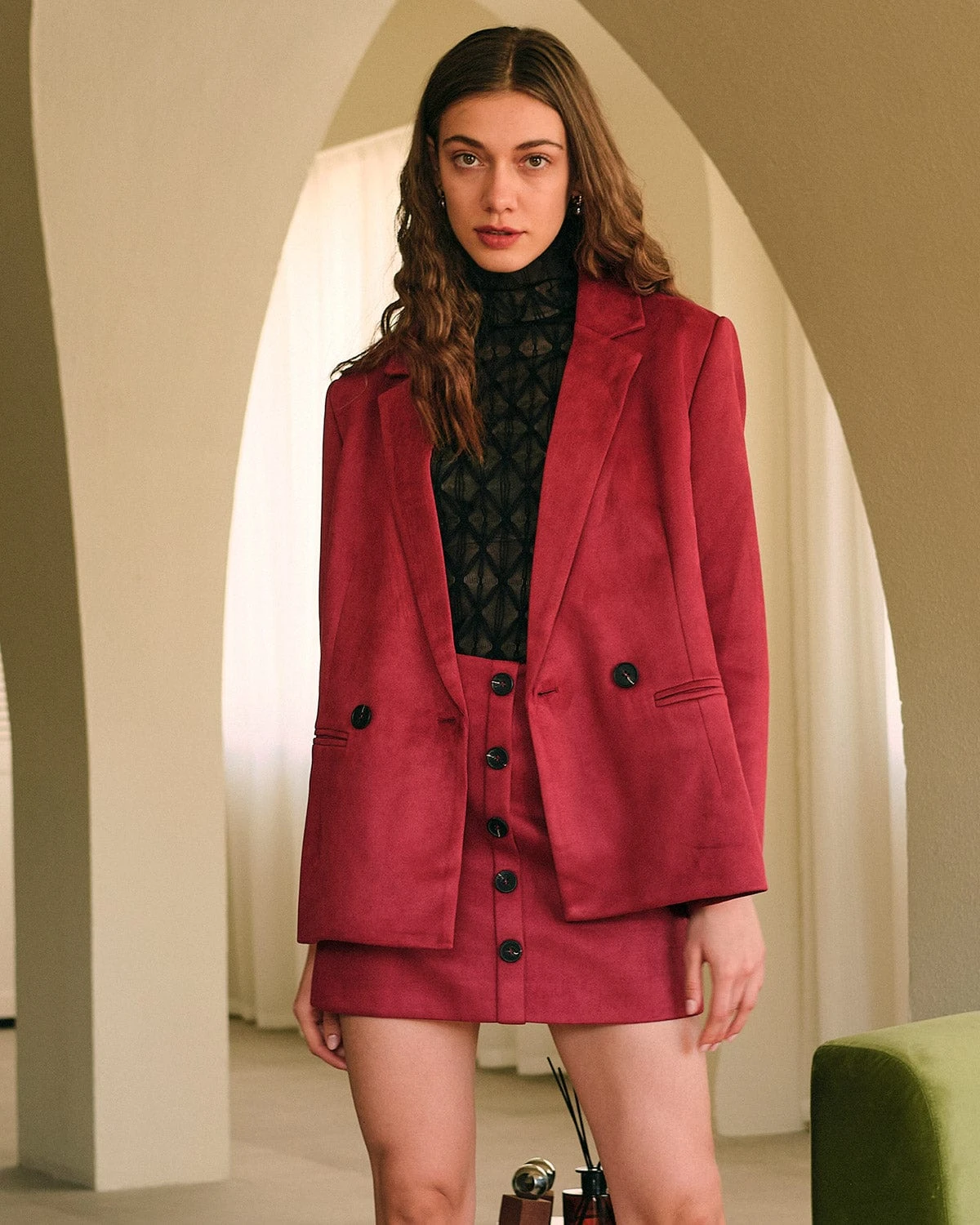 The Solid High Waisted Suede Mini Skirt 3 The Solid High Waisted Suede Mini Skirt - Image 3