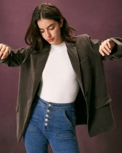 The Army Green Single Button Velvet Blazer 8 The Army Green Single Button Velvet Blazer -Deals Dress N Swimwear Store the single button velvet blazer outerwear h4lzac 570929