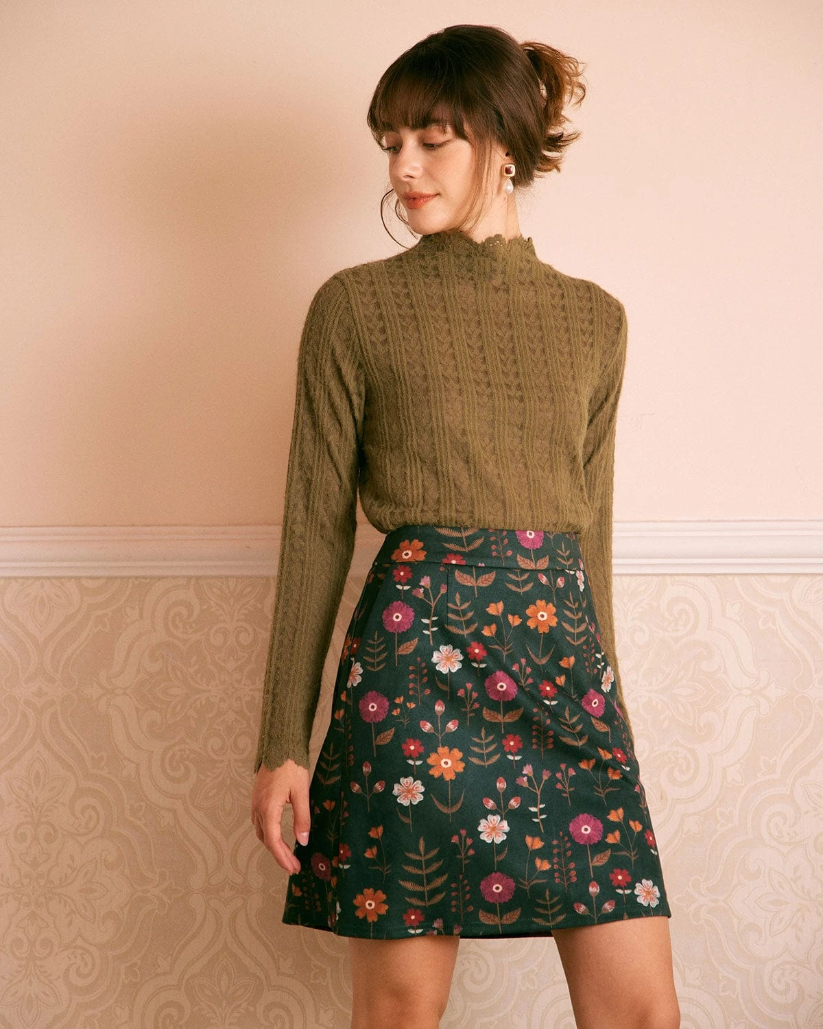 The Green Slant Pocket Floral Mini Skirt 2 The Green Slant Pocket Floral Mini Skirt - Image 2