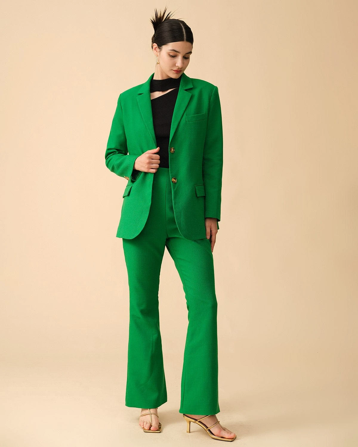 The Collared Solid Button Up Blazer 4 The Collared Solid Button Up Blazer - Image 4