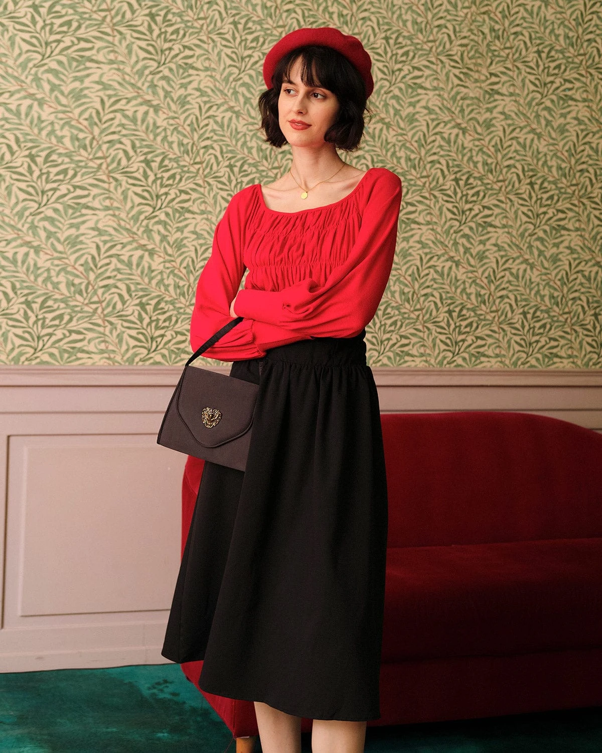 The Solid Ruched Lantern Sleeve Tee 3 The Solid Ruched Lantern Sleeve Tee - Image 3