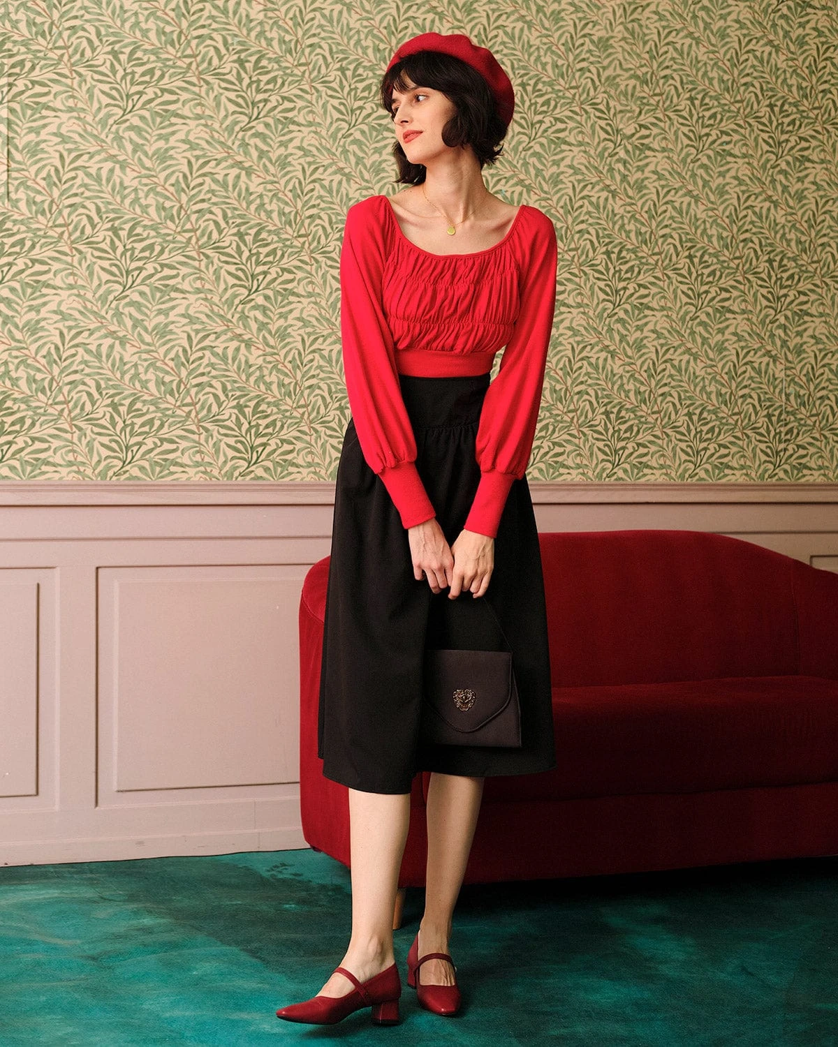 The Solid Ruched Lantern Sleeve Tee 5 The Solid Ruched Lantern Sleeve Tee - Image 5