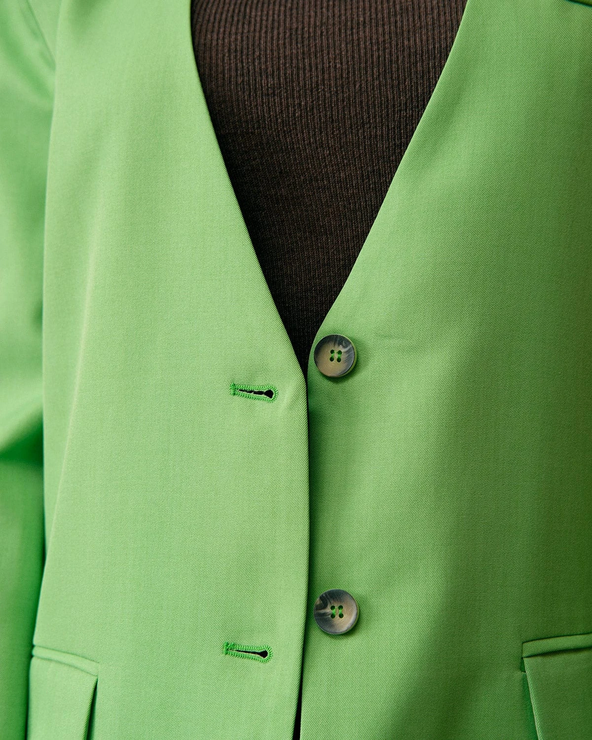 The Solid V Neck Button-up Blazer 2 The Solid V Neck Button-up Blazer - Image 2