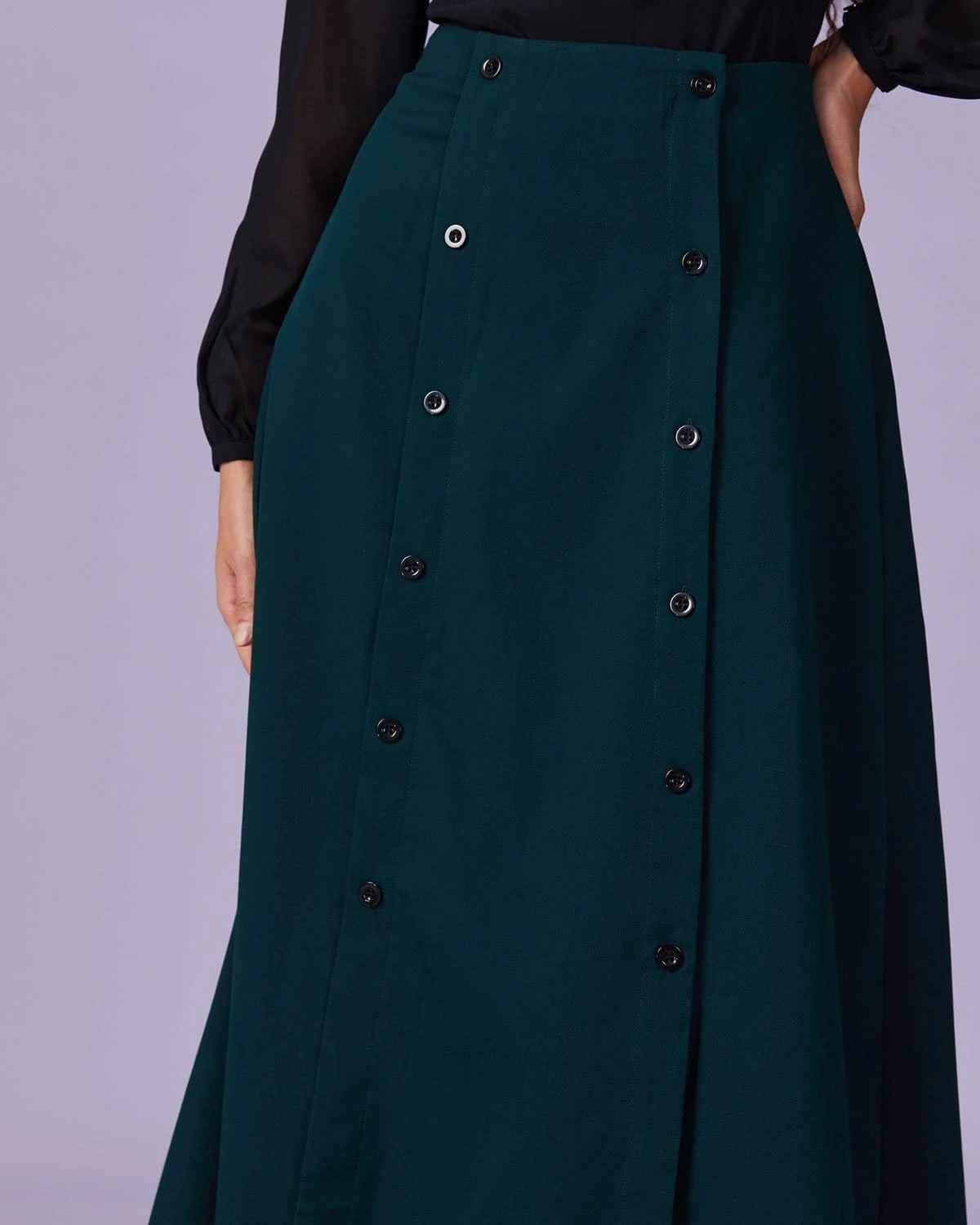 The Dark Green Double-breasted Midi Skirt 4 The Dark Green Double-breasted Midi Skirt - Image 4